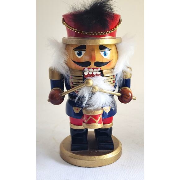 NUTCRACKER-Wooden-Drummer-English Style-Drum & Hat-Christmas-7 in tall - Picture 11 of 14